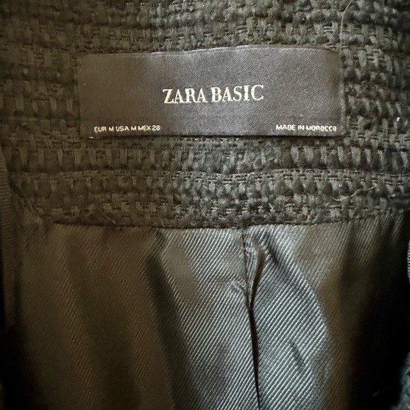 ZARA BASIC wool blend black blazer with white trim (M) - Picture 4 of 6